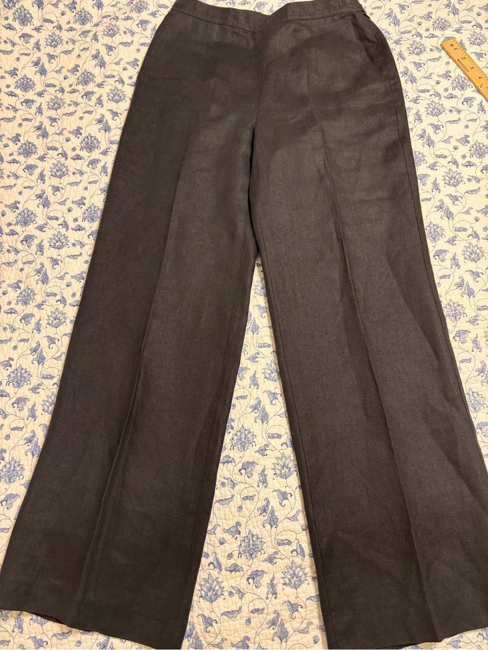 Talbots womens size 6 Irish Linen Black wide leg dress pants trousers lined